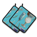 Caroline'S Treasures Drinks & Cocktails Blue Pair Of Pot Holders, 7.5Hx7.5W, Multicolor