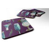 Caroline'S Treasures Drinks & Cocktails Purple Foam Coaster Set Of 4, 3.5, Multicolor