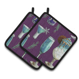 Caroline'S Treasures Drinks & Cocktails Purple Pair Of Pot Holders, 7.5Hx7.5W, Multicolor