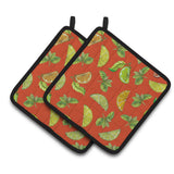 Caroline'S Treasures Lemons, Limes & Oranges Pair Of Pot Holders, 7.5Hx7.5W, Multicolor