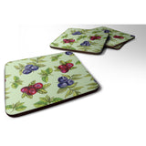 Caroline'S Treasures Berries In Green Foam Coaster Set Of 4, 3.5, Multicolor