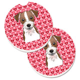 Caroline'S Treasures Bb5272Carc Jack Russell Terrier Hearts Cup Holder Car Coasters (Set Of 2), 2.56, Multicolor