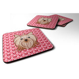 Caroline'S Treasures Yorkie Yorkishire Terrier Hearts Foam Coaster Set Of 4, 3.5, Multicolor