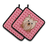Caroline'S Treasures Yorkie Yorkishire Terrier Hearts Pair Of Pot Holders, 7.5Hx7.5W, Multicolor