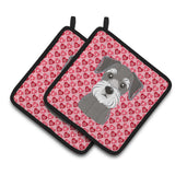 Caroline'S Treasures Schnauzer Hearts Pair Of Pot Holders, 7.5Hx7.5W, Multicolor