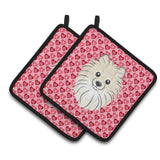 Caroline'S Treasures Pomeranian Hearts Pair Of Pot Holders, 7.5Hx7.5W, Multicolor