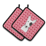 Caroline'S Treasures Bull Terrier Hearts Pair Of Pot Holders, 7.5Hx7.5W, Multicolor