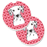 Caroline'S Treasures Dalmatian Hearts Set Of 2 Cup Holder Car Coasters, 2.56, Multicolor