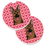 Caroline'S Treasures German Shepherd Hearts Set Of 2 Cup Holder Car Coasters, 2.56, Multicolor