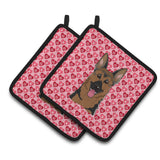 Caroline'S Treasures German Shepherd Hearts Pair Of Pot Holders, 7.5Hx7.5W, Multicolor