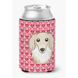 Caroline'S Treasures Longhair Crme Dachshund Hearts Can Or Bottle Hugger, Multicolor