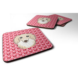 Caroline'S Treasures Longhair Creme Dachshund Hearts Foam Coaster Set Of 4, 3.5, Multicolor