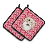 Caroline'S Treasures Longhair Creme Dachshund Hearts Pair Of Pot Holders, 7.5Hx7.5W, Multicolor