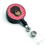 Caroline'S Treasures Longhair Black And Tan Dachshund Hearts Retractable Badge Reel, Multicolor (Bb5283Br)
