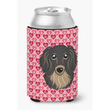Caroline'S Treasures Longhair Black & Tan Dachshund Hearts Can Or Bottle Hugger, Multicolor