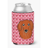 Caroline'S Treasures Longhair Red Dachshund Hearts Can Or Bottle Hugger, Multicolor