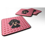 Caroline'S Treasures Smooth Black & Tan Dachshund Hearts Foam Coaster Set Of 4, 3.5, Multicolor