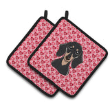 Caroline'S Treasures Smooth Black & Tan Dachshund Hearts Pair Of Pot Holders, 7.5Hx7.5W, Multicolor
