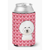 Caroline'S Treasures Bichon Frise Hearts Can Or Bottle Hugger, Multicolor