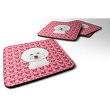 Caroline'S Treasures Bichon Frise Hearts Foam Coaster Set Of 4, 3.5, Multicolor