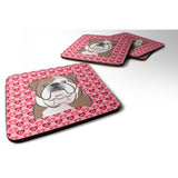 Caroline'S Treasures English Bulldog Hearts Foam Coaster Set Of 4, 3.5, Multicolor