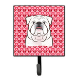 Caroline'S Treasures White English Bulldog Hearts Wall Hook, Small, Multicolor