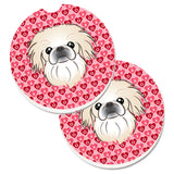 Caroline'S Treasures Pekingese Hearts Set Of 2 Cup Holder Car Coasters, 2.56, Multicolor