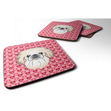 Caroline'S Treasures Pekingese Hearts Foam Coaster Set Of 4, 3.5, Multicolor