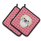 Caroline'S Treasures Pekingese Hearts Pair Of Pot Holders, 7.5Hx7.5W, Multicolor