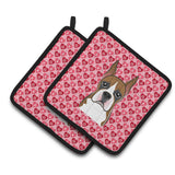 Caroline'S Treasures Boxer Hearts Pair Of Pot Holders, 7.5Hx7.5W, Multicolor