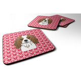 Caroline'S Treasures Cavalier Spaniel Hearts Foam Coaster Set Of 4, 3.5, Multicolor