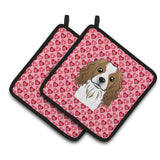 Caroline'S Treasures Cavalier Spaniel Hearts Pair Of Pot Holders, 7.5Hx7.5W, Multicolor