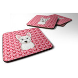 Caroline'S Treasures Westie Hearts Foam Coaster Set Of 4, 3.5, Multicolor