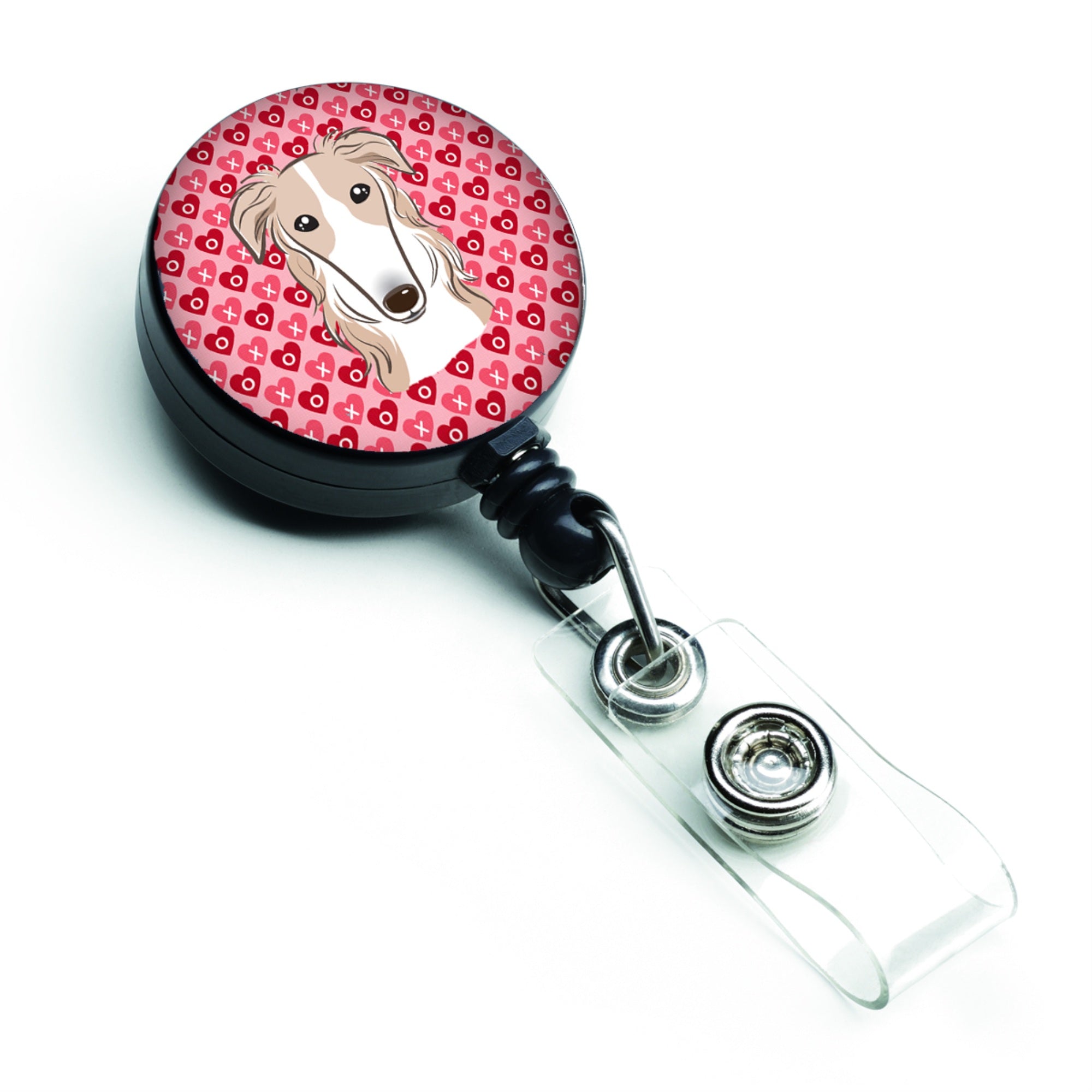 Caroline'S Treasures Borzoi Hearts Retractable Badge Reel, Multicolor (Bb5298Br)