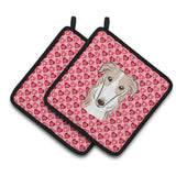 Caroline'S Treasures Borzoi Hearts Pair Of Pot Holders, 7.5Hx7.5W, Multicolor