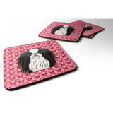 Caroline'S Treasures Japanese Chin Hearts Foam Coaster Set Of 4, 3.5, Multicolor