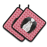 Caroline'S Treasures Japanese Chin Hearts Pair Of Pot Holders, 7.5Hx7.5W, Multicolor