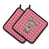 Caroline'S Treasures Yorkie Puppy Hearts Pair Of Pot Holders, 7.5Hx7.5W, Multicolor