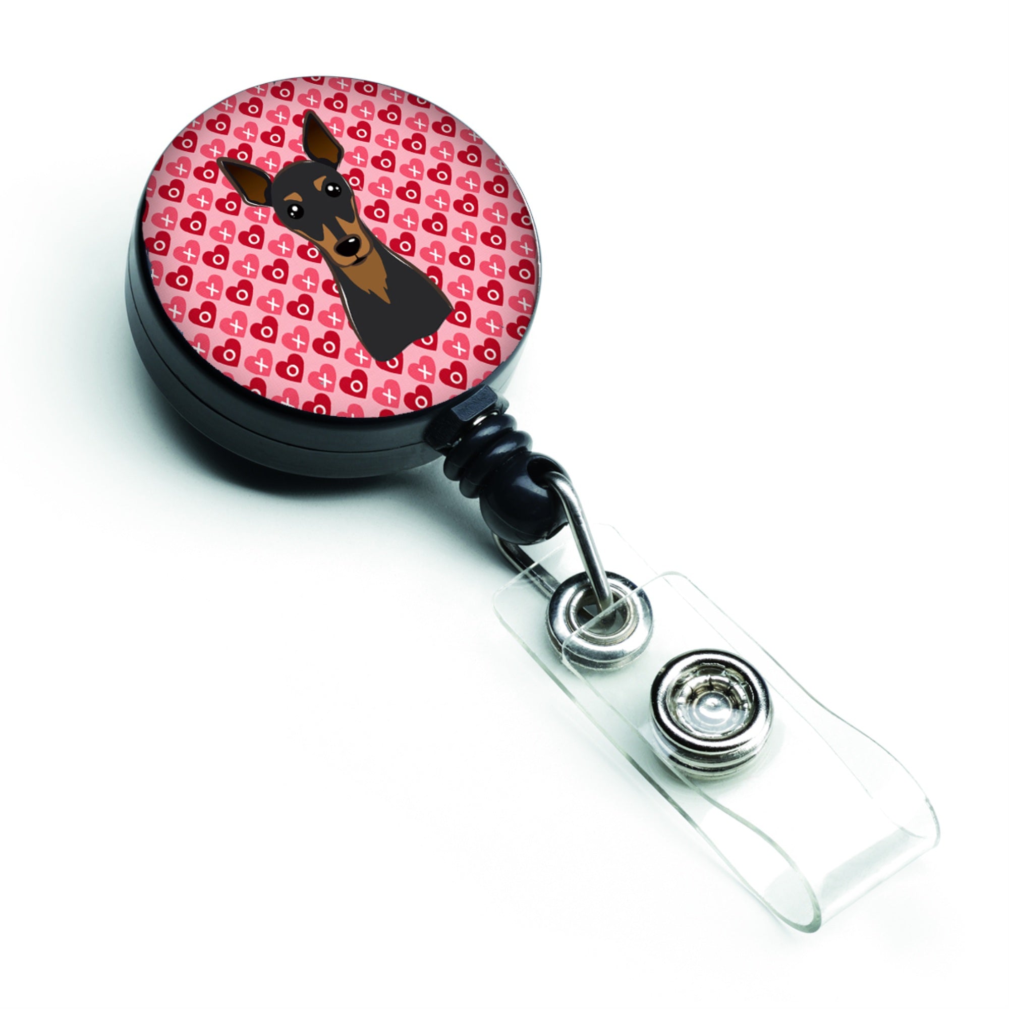 Caroline'S Treasures Min Pin Hearts Retractable Badge Reel, Multicolor (Bb5310Br)