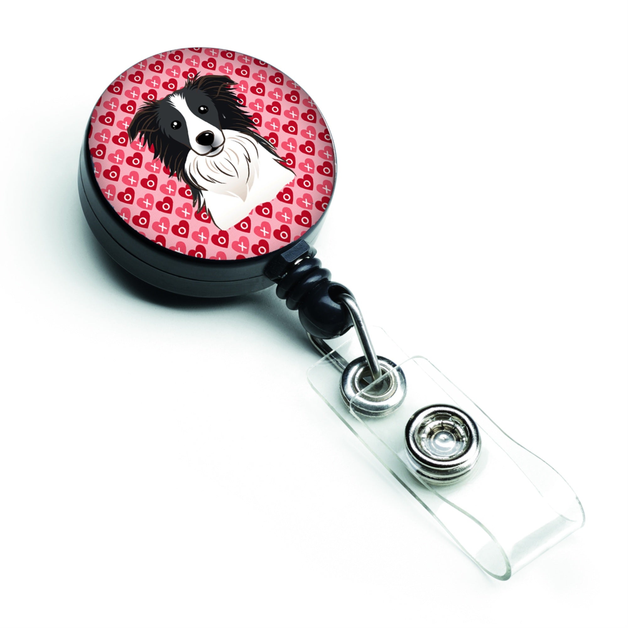 Caroline'S Treasures Border Collie Hearts Retractable Badge Reel, Multicolor (Bb5311Br)