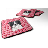 Caroline'S Treasures Border Collie Hearts Foam Coaster Set Of 4, 3.5, Multicolor