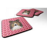 Caroline'S Treasures Sheltie Hearts Foam Coaster Set Of 4, 3.5, Multicolor