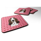 Caroline'S Treasures Basset Hound Hearts Foam Coaster Set Of 4, 3.5, Multicolor