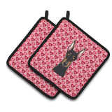 Caroline'S Treasures Doberman Pinscher Hearts Pair Of Pot Holders, 7.5Hx7.5W, Multicolor