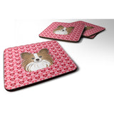 Caroline'S Treasures Papillon Hearts Foam Coaster Set Of 4, 3.5, Multicolor