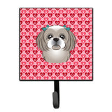 Caroline'S Treasures Gray Silver Shih Tzu Hearts Wall Hook, Small, Multicolor