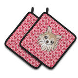 Caroline'S Treasures Chihuahua Hearts Pair Of Pot Holders, 7.5Hx7.5W, Multicolor
