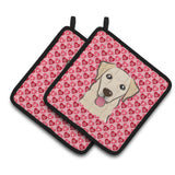 Caroline'S Treasures Bb5322Pthd Golden Retriever Hearts Pair Of Pot Holders, 7.5H X 7.5W, Multicolor