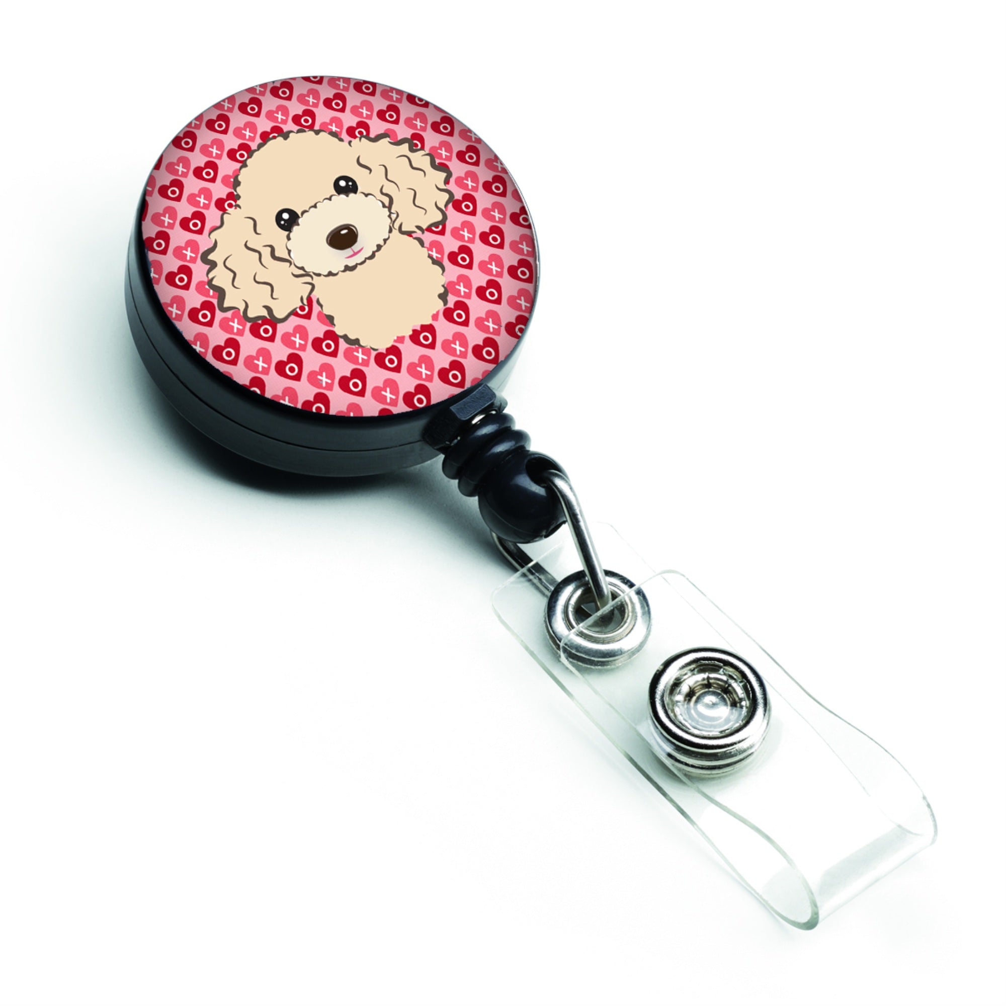 Caroline'S Treasures Buff Poodle Hearts Retractable Badge Reel, Multicolor (Bb5328Br)