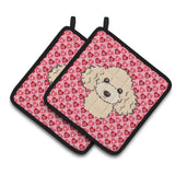 Caroline'S Treasures Buff Poodle Hearts Pair Of Pot Holders, 7.5Hx7.5W, Multicolor